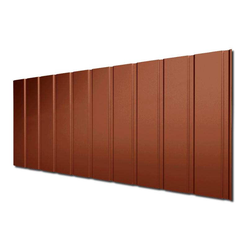 Wenn Sie eine alte Wand verkleiden möchten oder müssen, sollten Sie nicht zögern und unser Wandblech T-7W in Ziegelrot (RAL8004) kaufen. Es ist super schnell verlegt und die Kosten halten sich in Grenzen.
